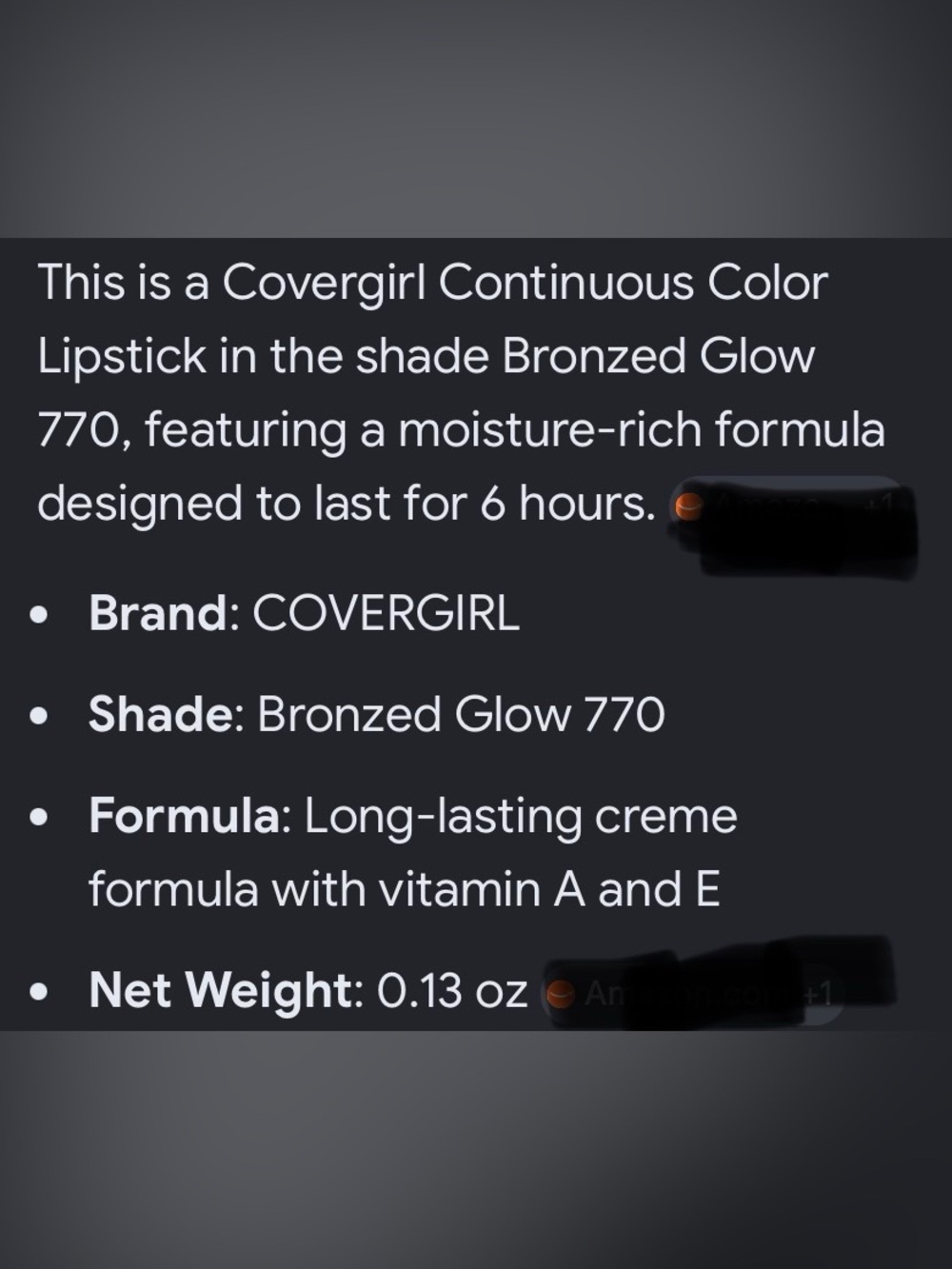 COVERGIRL Lipstick in Bronzed Brown - set of 2 - Picture 4 of 4